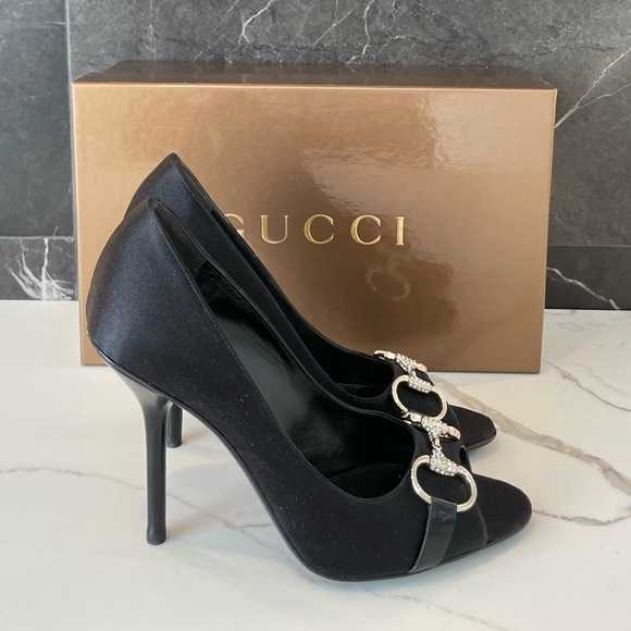 Gucci Hollywood Crystal Peep Toe Pumps - Picture 4 of 7